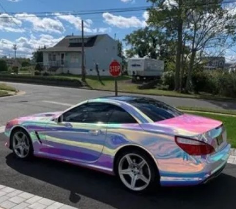  - Aluko Holographic Mirror Chrome Rainbow White Car Wrap